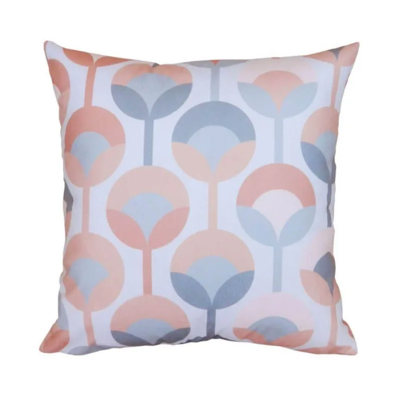 Capa De Almofada Suprema Flor Geométrica Rosa Cinza 44x44cm