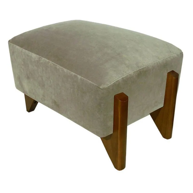 Banquinho Acolchoado Evo Retangular Peach Veludo Cru