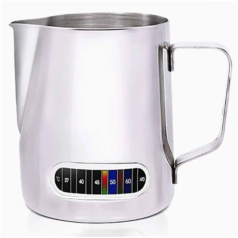 Jarro Para Espuma De Leite Antiaderente Com Termômetro Copo Portátil Para Café Expresso Cappuccino