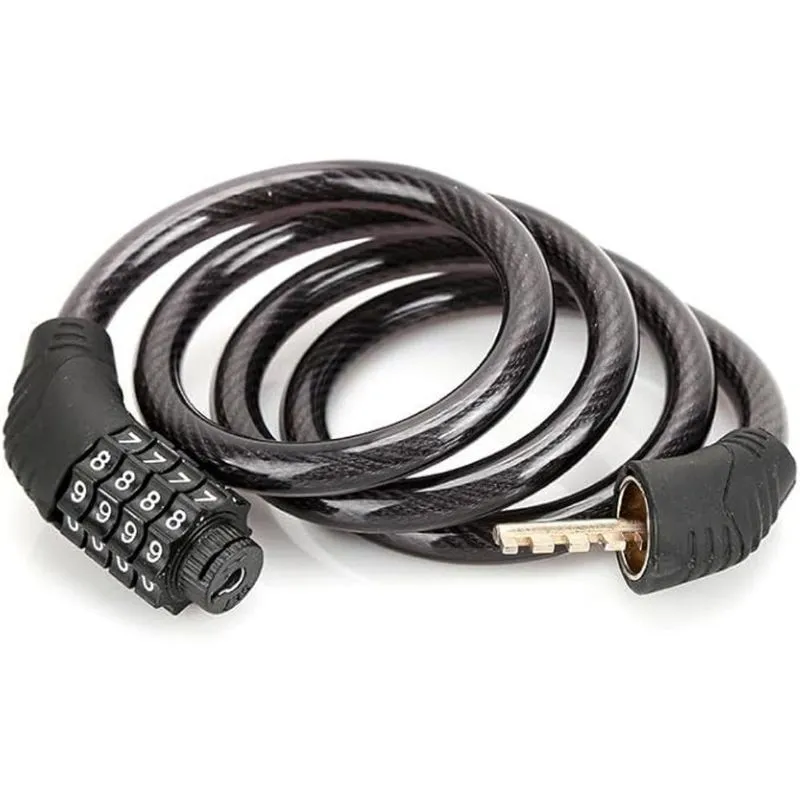 Cadeado de Segurança Para Bicicleta Bike Moto com Senha Combinação de Dígitos 8mm Aço Reforçado 65cm Preto