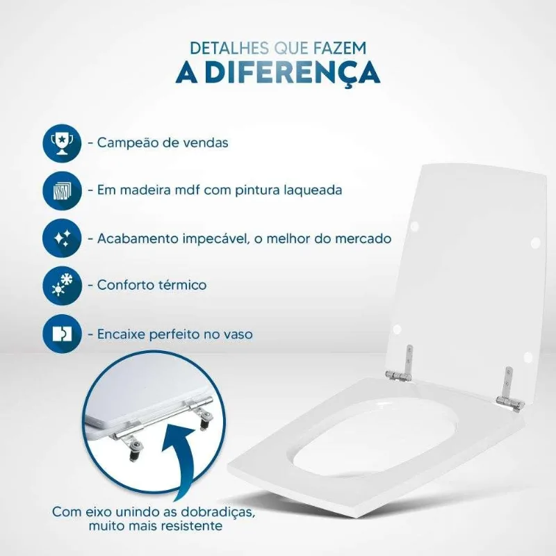 Assento Sanitário Em Mdf Nuage Branco Para Bacia Incepa