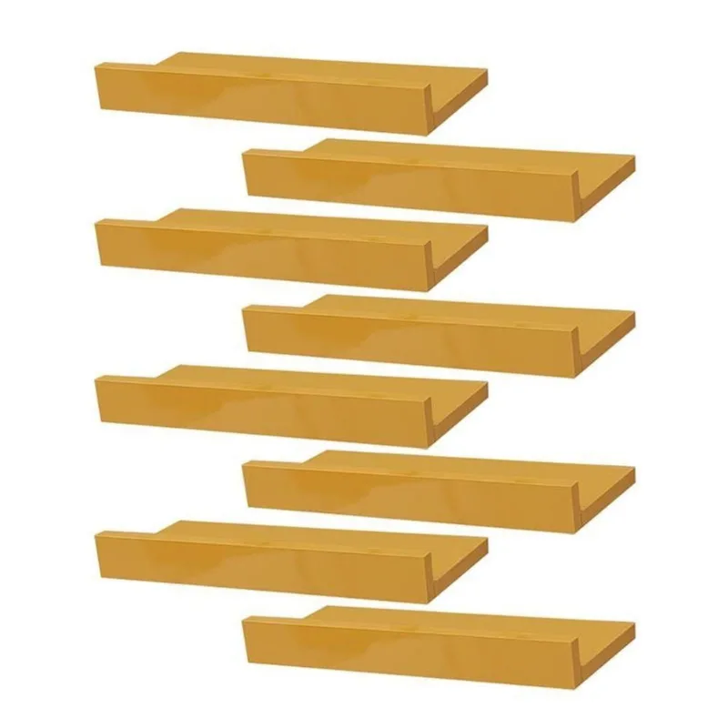 Prateleira Kit 8 Porta Quadros 60X15CM MDP Suporte Invisível Organizador Amarelo Mercado