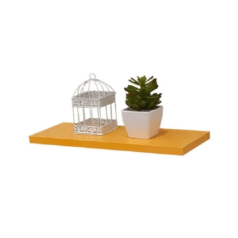 Prateleira Crie Fácil 40X15CM MDP Suporte Invisível Moderno Sala Amarelo Mercado das Prateleiras