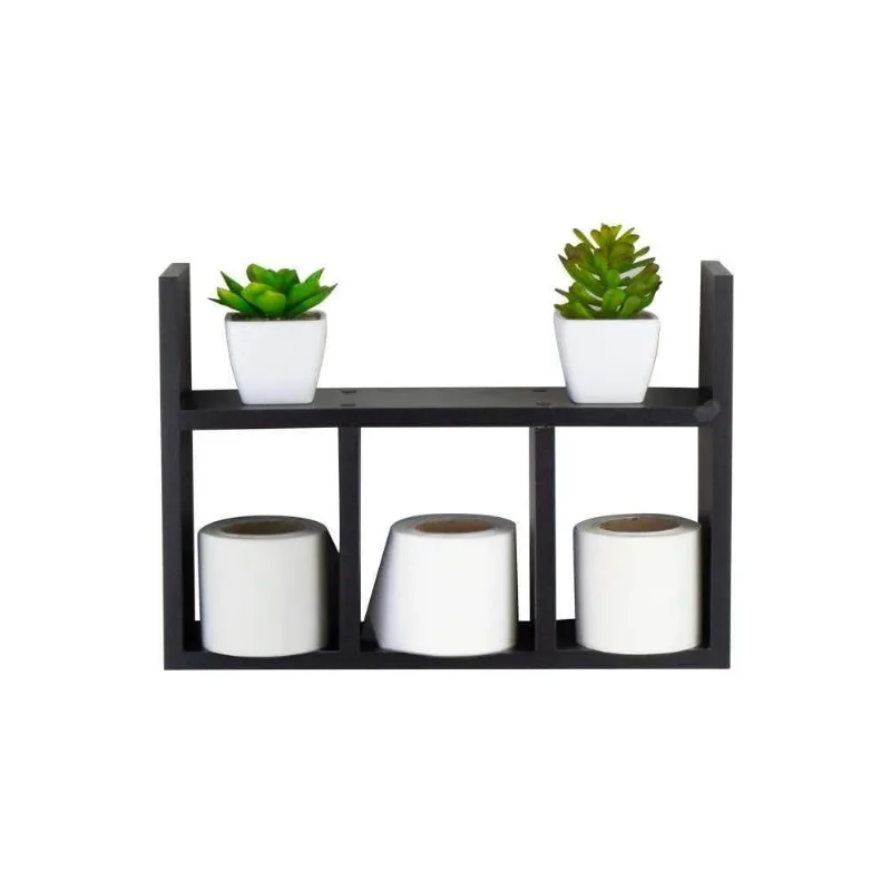 Nicho Djon 40x30CM MDP Parafuso Organizador Banheiro Preto Mercado das Prateleiras 40CM