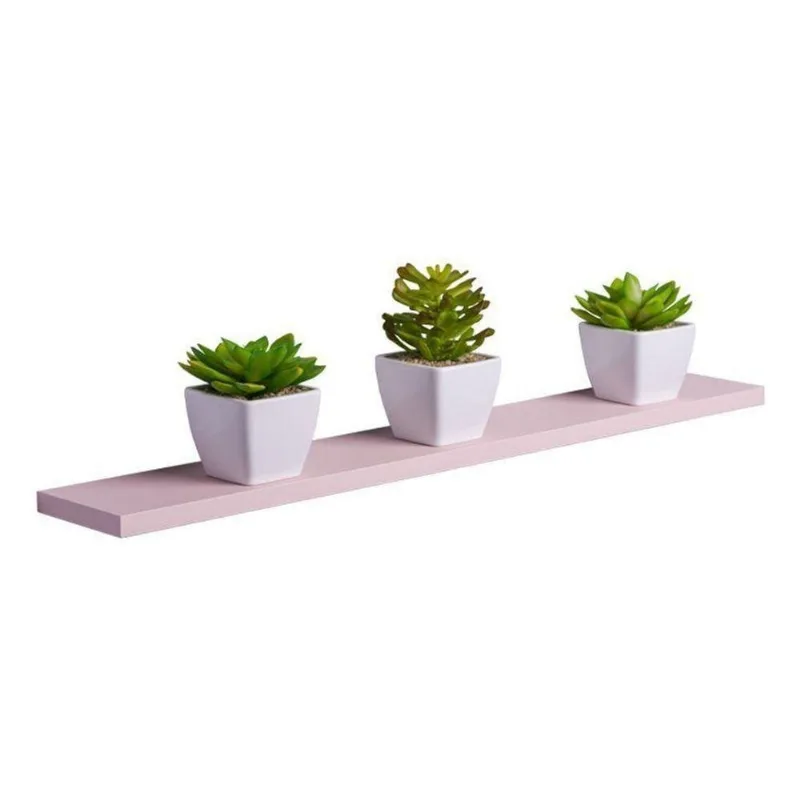 Prateleira Crie Fácil 70x10CM MDP Fixação Suporte Invisível Organizador Sala Rosa Claro Mercado
