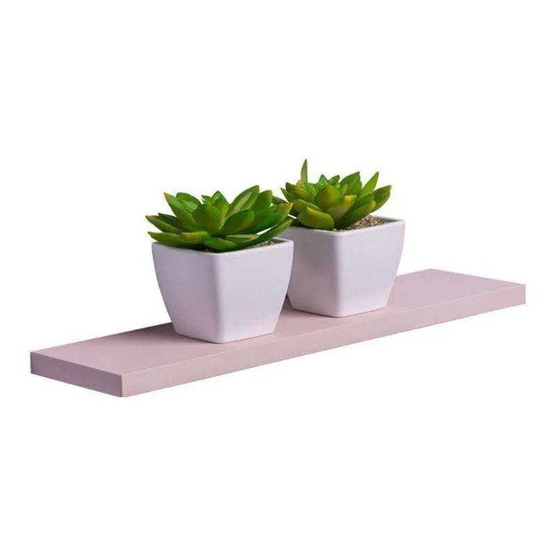 Prateleira Crie Fácil 60X15CM MDP Fixação Embutir Invisível Organizador Fosco Rosa Claro Mercado