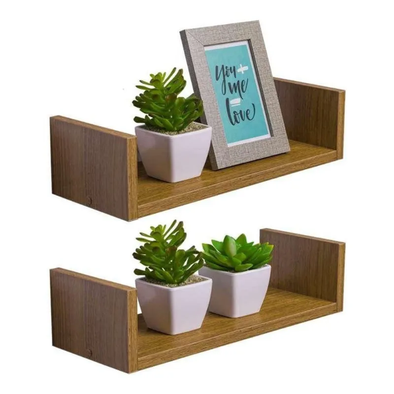 Prateleira Kit 2 U 50x15CM MDP Suporte Invisível Organizador Sala Marrom Mercado das Prateleiras