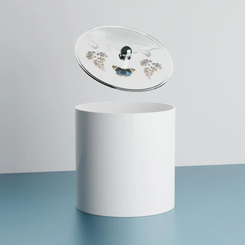 Lixeira Decorada 6,2L Plástico Tampa Removível Borboleta Azul Escuro Pontto Lavabo 20CM - Pontto Lavabo