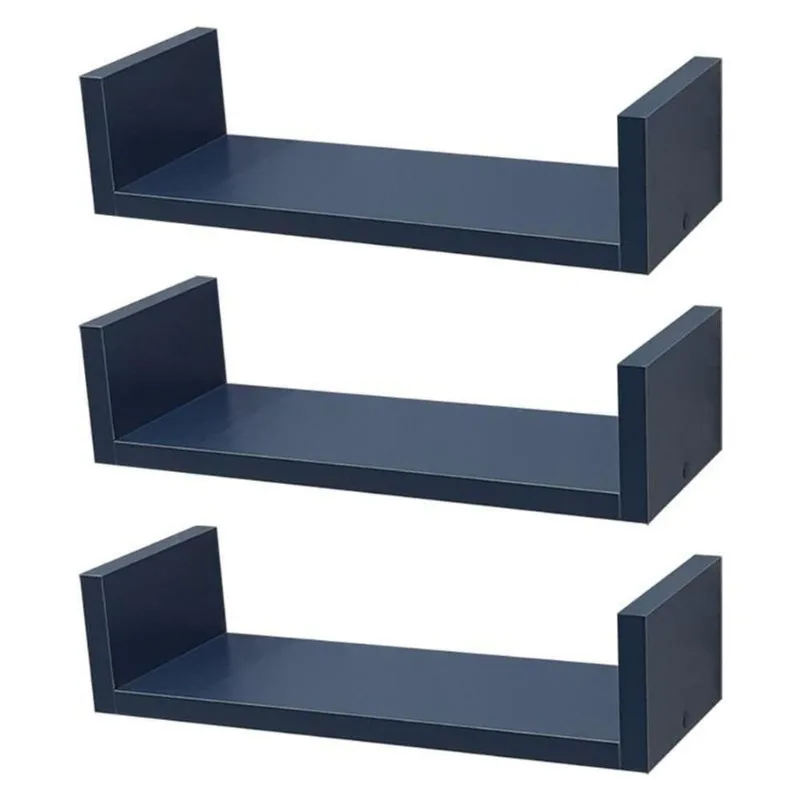 Prateleira Crie Fácil 50X25CM MDP Suporte Invisível Organizador Sala Azul Mercado das Prateleiras