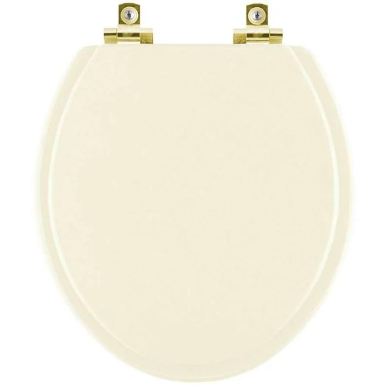 Assento Sanitário Soft Close Convencional Oval Bege Claro Com Ferragem Dourada
