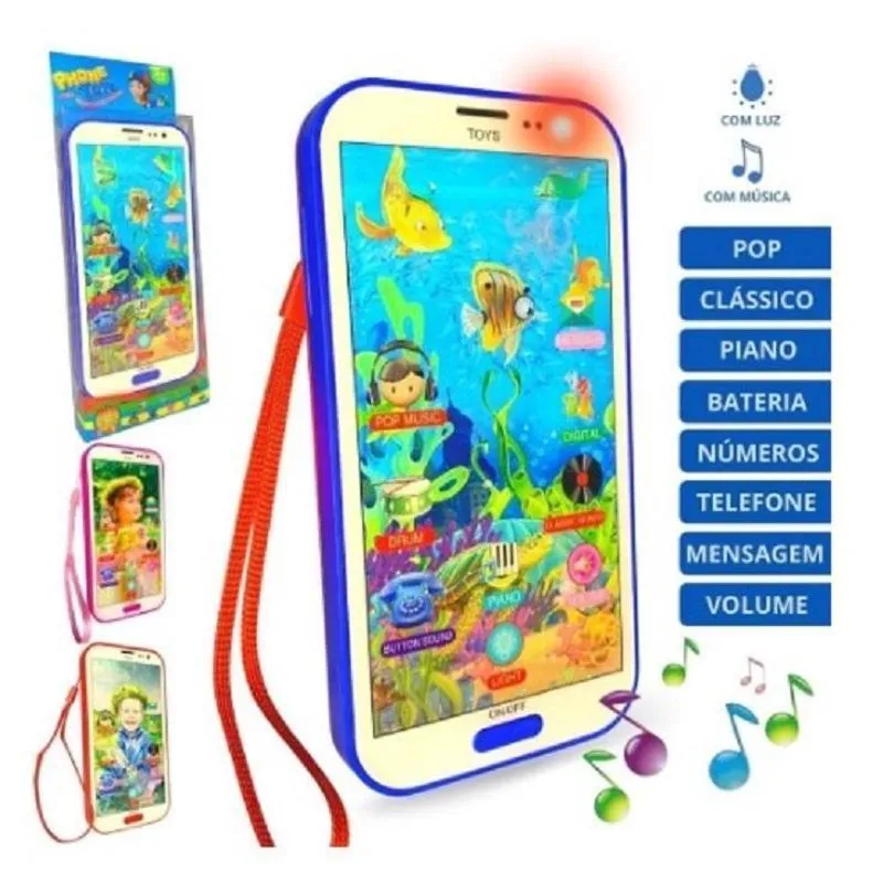 Celular Educativo Infantil 3d Musicas Brinquedo Touch Screen