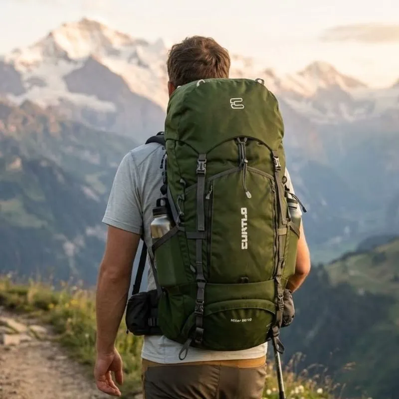 Mochila Curtlo Hiker 60+10L Verde Militar