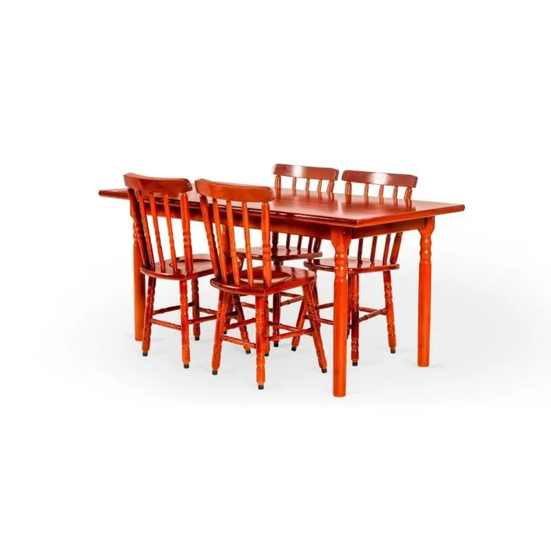 Conjunto De Mesa Mônaco 1.10mts Com 4 Cadeiras Torneada