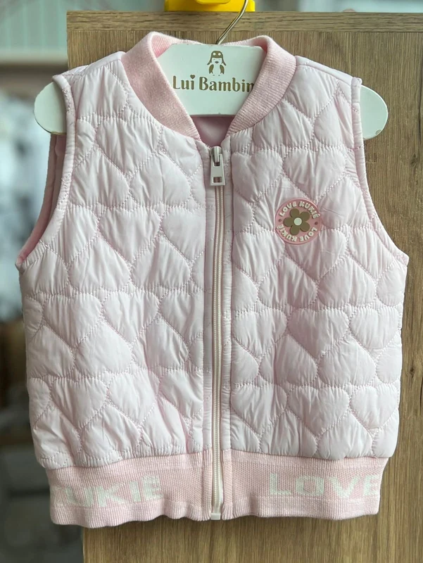 COLETE REGATA COSTURA CORAÇÕES MINIMALISTA FLOR PUFFER MENINA KUKIÊ ROSA / 8