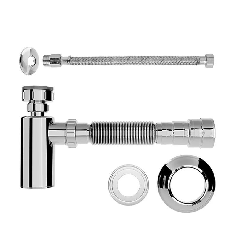 1 Ligação Flexível + 1 Sifão Universal Com Copo Cromado