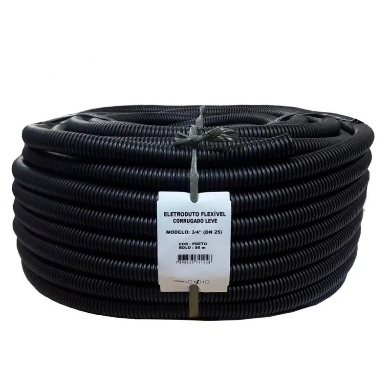 Kit 6 Eletroduto Corrug. Pto 3/4"x50m + 50 Caixa De Luz 4x2