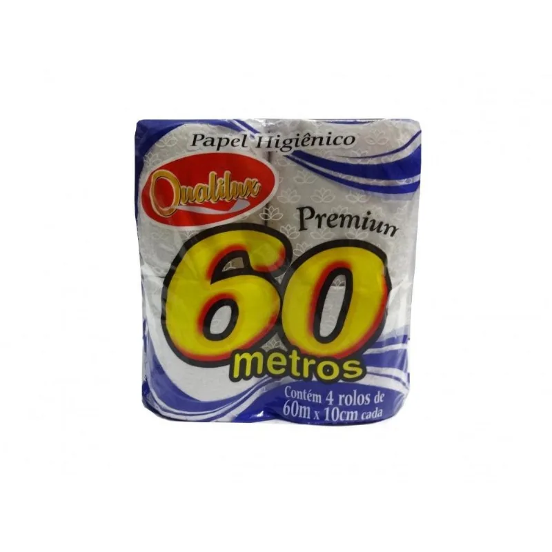 Kit 2 Papel Higiênico Branco Macio Premium Rolo 10cmx60m 4un