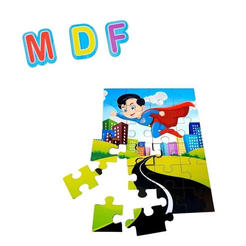 Quebra-cabeça Infantil 24 Peças Em Madeira Mdf Super Boy