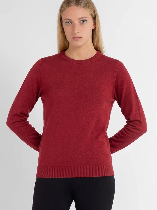 Blusa Manga Longa Básica Algodão Peruano Bordo / P