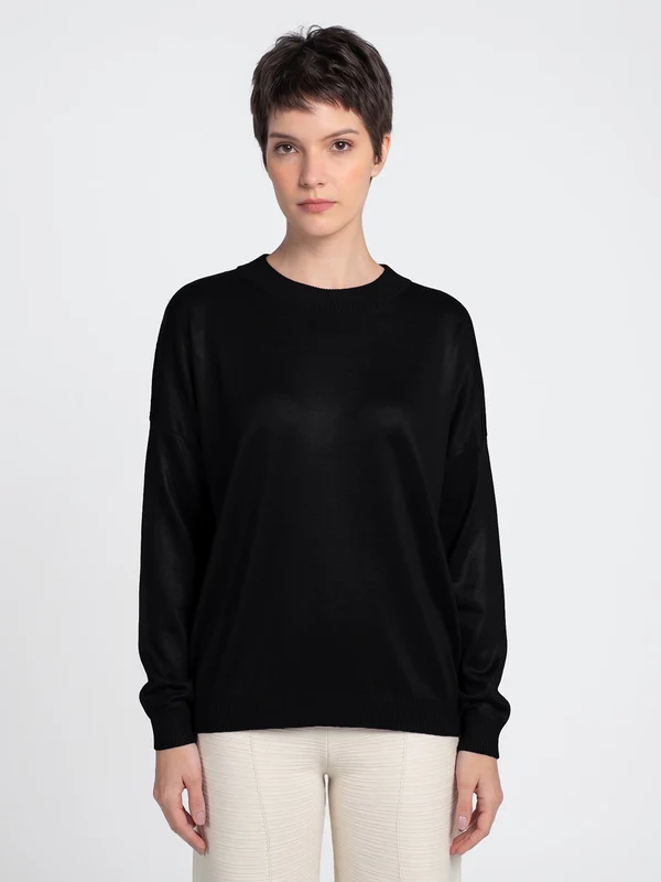 Blusa Ampla Manga Longa Preto / PP