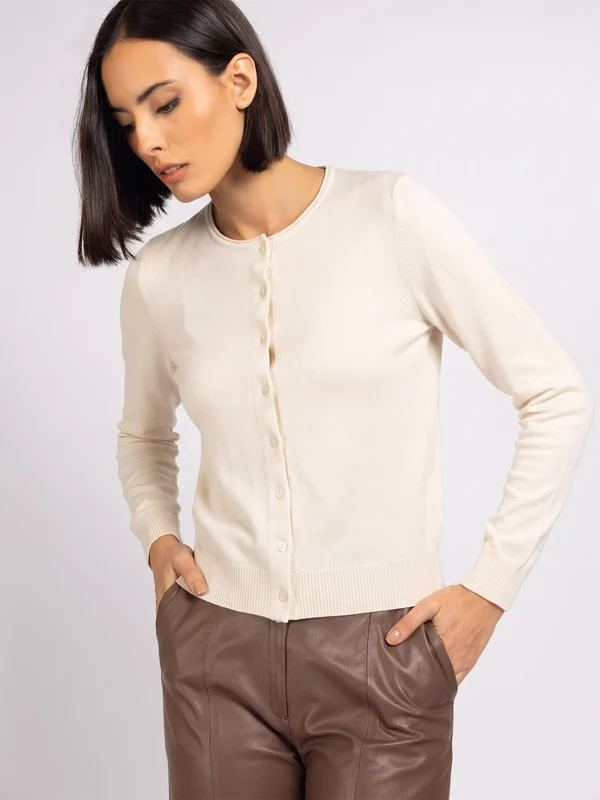 Cardigan Básico Viscose Natural / GG