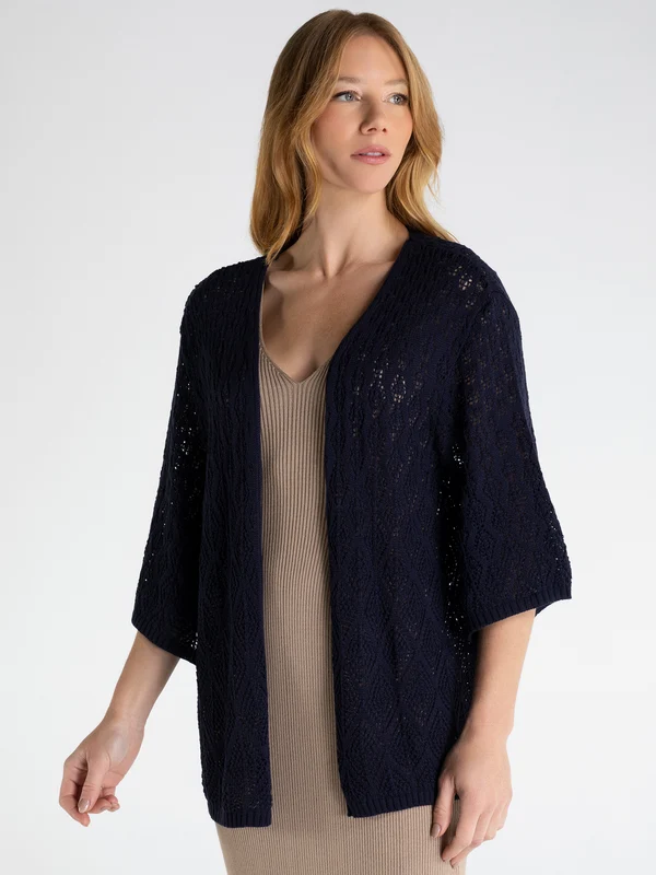 Kimono Losangos Algodão Azul Marinho Escuro / GG