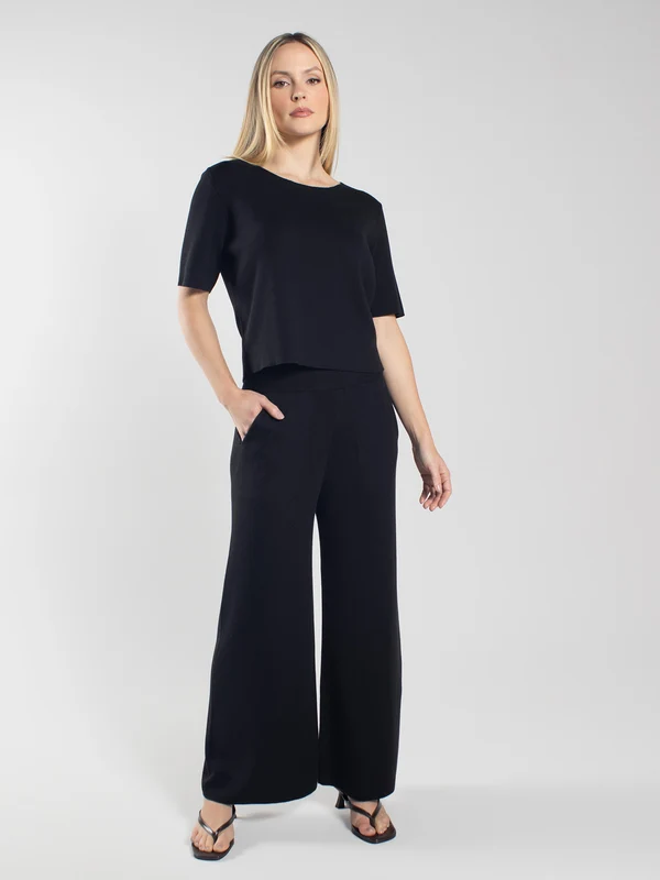 Calça Pantalona Pima Bambu Preto / P