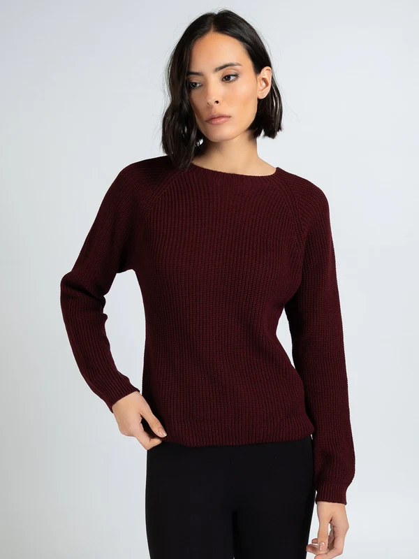 Blusa 3d Manga Longa Raglan Ponto Pérola Vinho / P