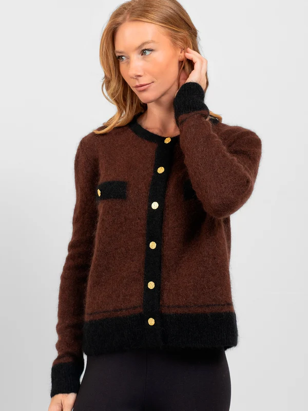 Casaqueto em Mescla de Mohair Marrom Escuro / PP