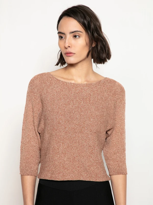 Blusa Manga 3/4 Mescla 3D Caramelo Mescla / PP