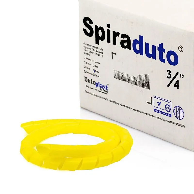 Spiraduto 3/4 Organizador de Cabos - Dutoplast - Amarelo 3 METROS