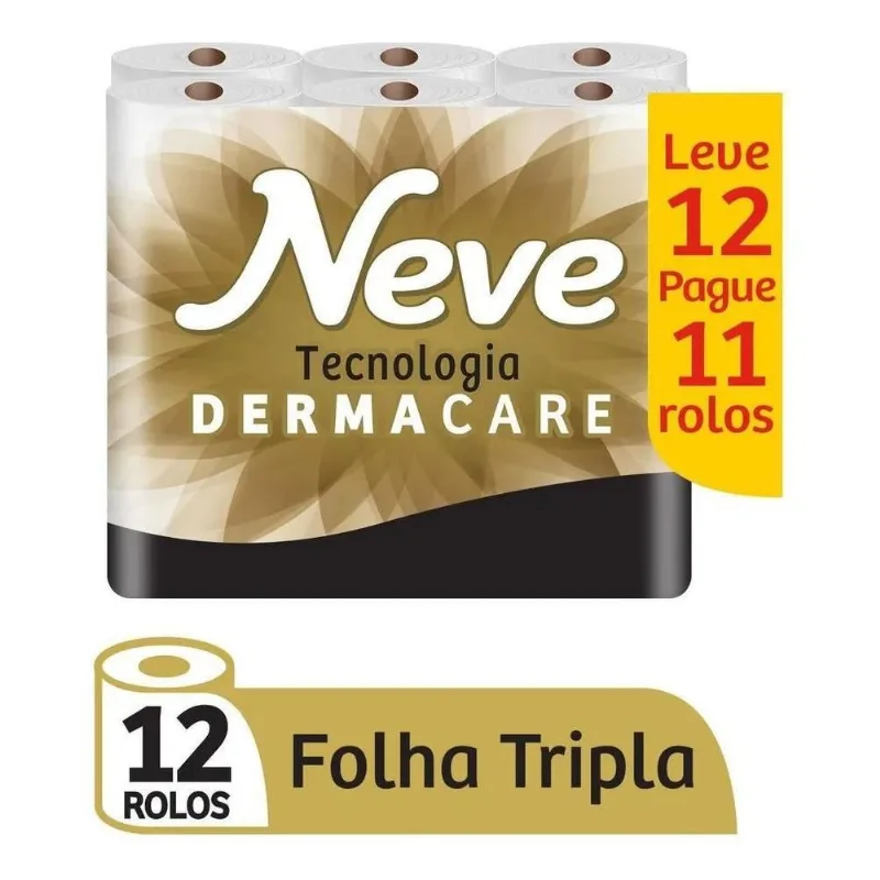 10x Papel Higiênico Supreme Folha Tripla Com 12 Rolos Neve