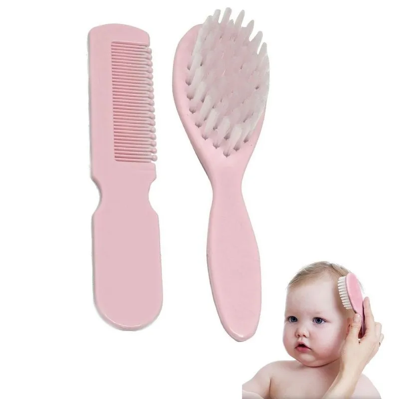 Pente E Escova Para Cabelo Bebe Recem Nascido Cerdas Macias