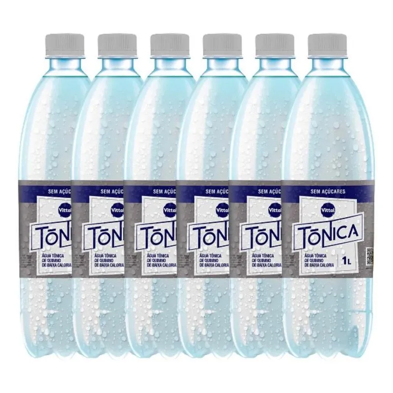 10x Kit 6 Água Tônica Zero Vittal Garrafa 1 Litro