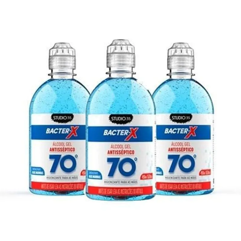 Alcool Em Gel 70% Higienizador Mãos Bacter-x 450ml 3
