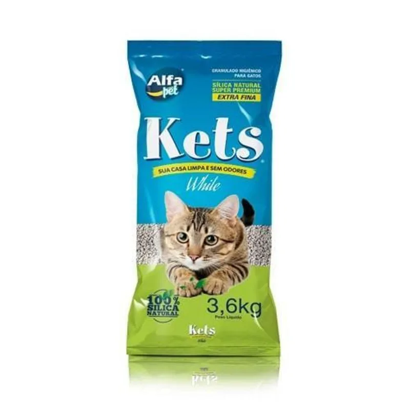 Areia Silica Natural Para Gatos Kets White 3,6kg - Alfapet