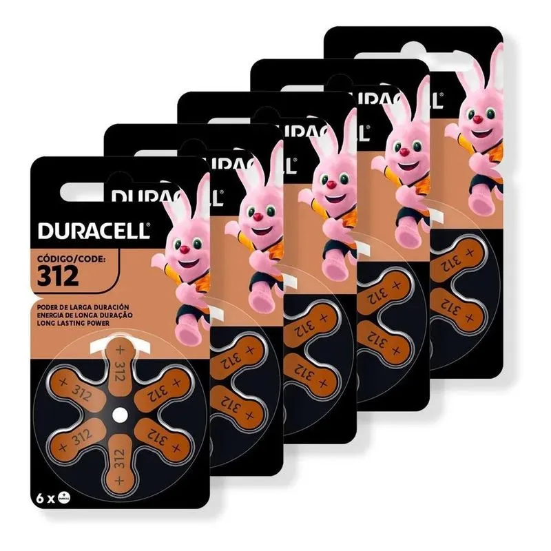 10x Kit Com 36 Pilhas Auditivas Duracell Nº 312