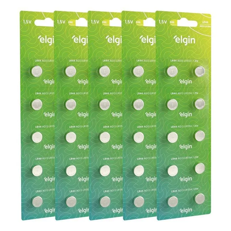 10x Kit Blister Cartela 50 Pilhas Moeda Alcalina Lr44 1,5v