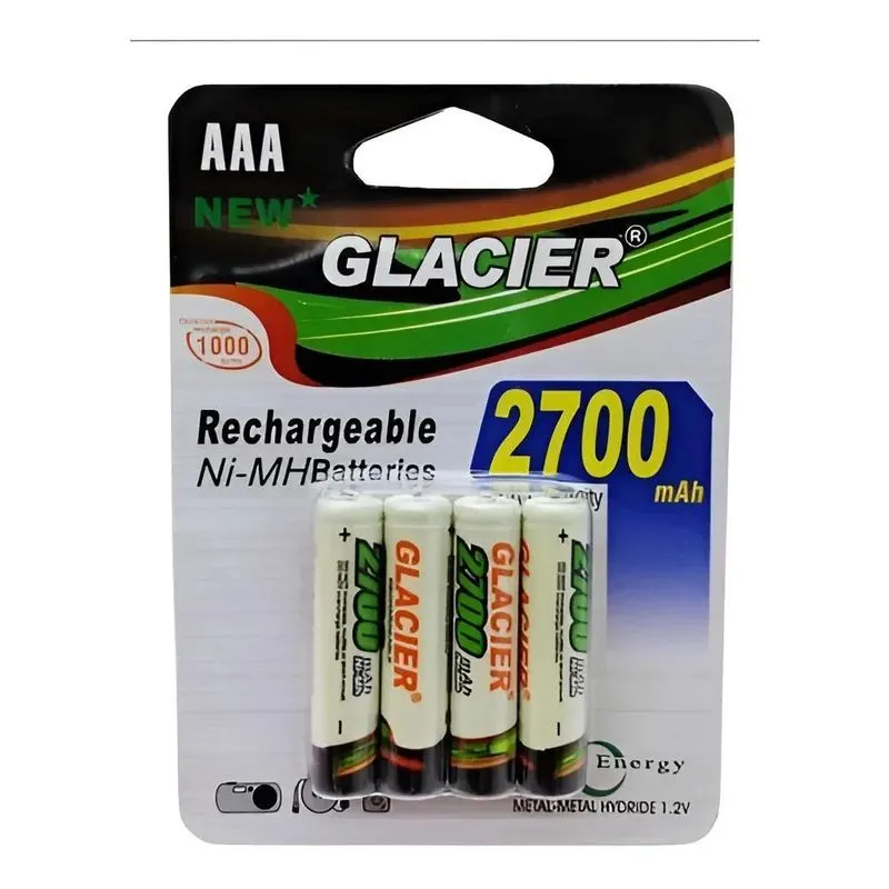 10x Kit 4 Pilhas Recarregável Glacier 2700mah Aaa