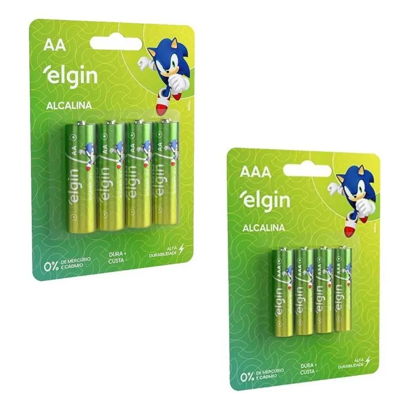10x Kit Aaa Pilhas Palito C/4 + Aa Pequena C/4 Alcalinas El