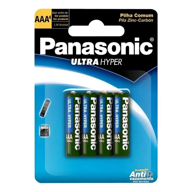 10x Pilha Aaa Panasonic Super Hyper R03ual/4b400 Cilíndrica