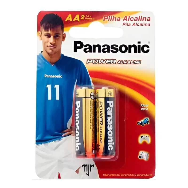 10x 02 Pilhas Aa Alcalina Panasonic 1 Cart Com 2 Unid