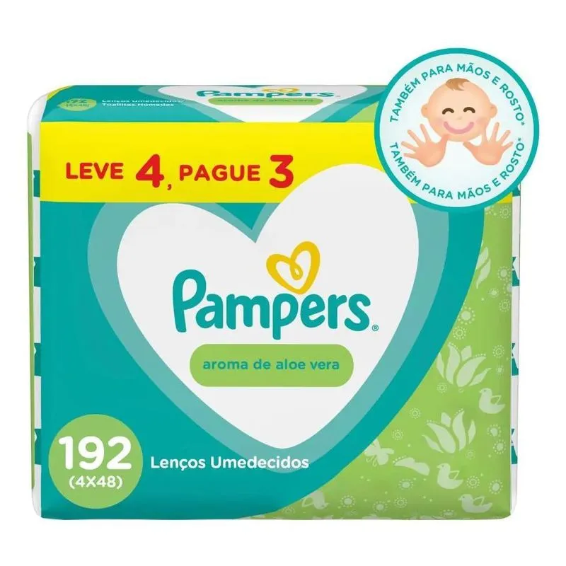 10x Lenços Umedecidos Pampers Aroma De Aloe Vera 192 Unidad