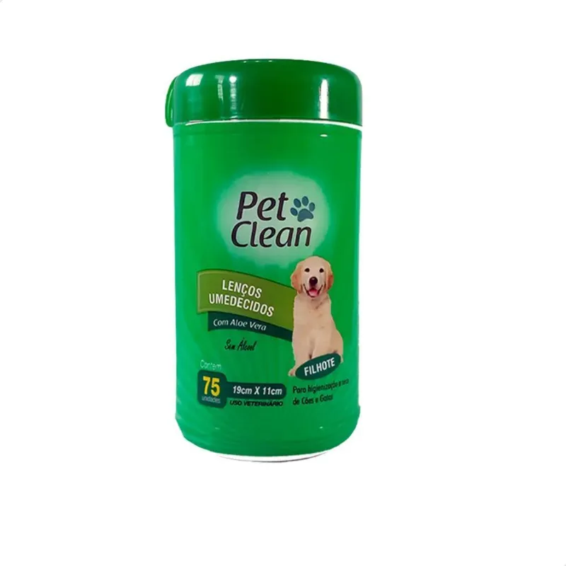 10x Lenço Umedecido Para Cães Gatos Pet Clean 75 Un. Filhot