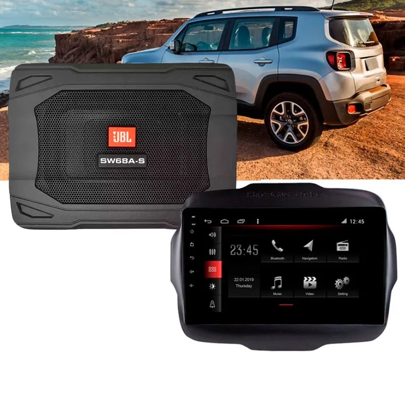 Multimídia 9'' Jeep Renegade 2018 a 2020 Android + Subwoofer Winca-