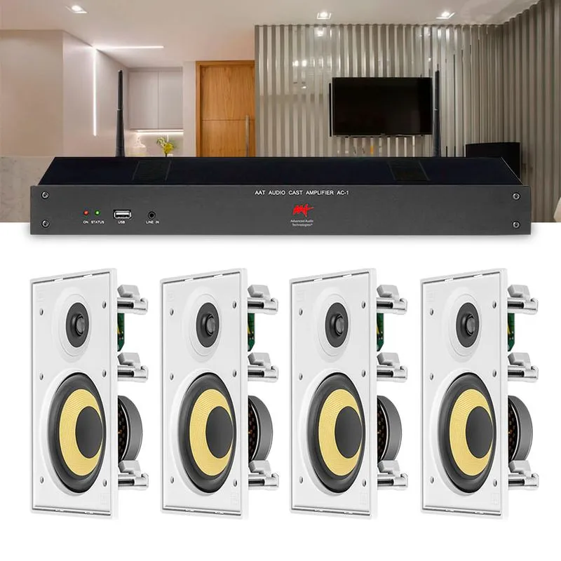 Kit Som Receiver Teto Sala de Espera + 4 Alto Falante AAT