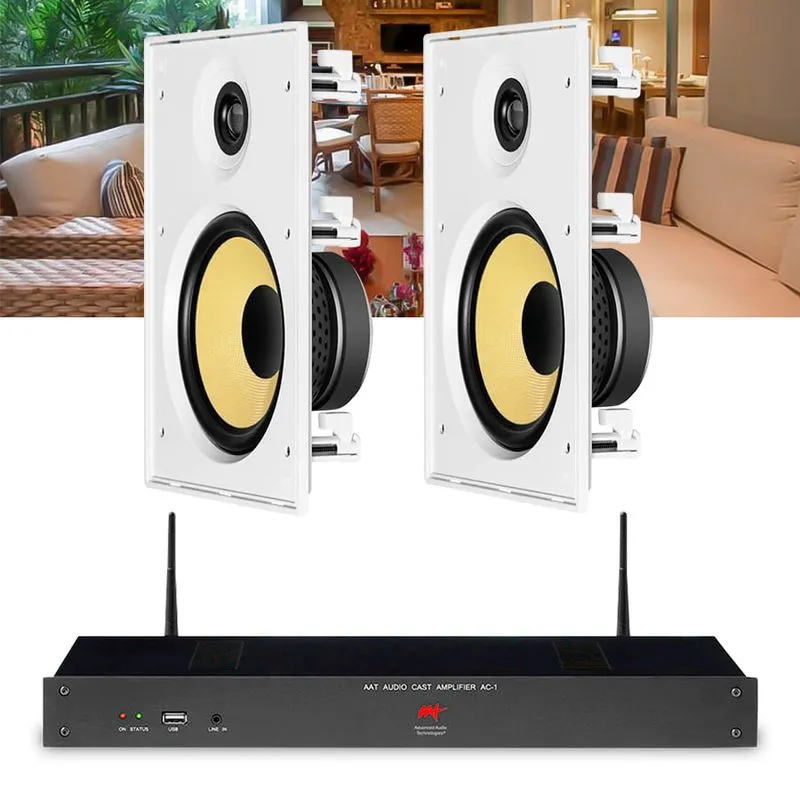 Kit Som Receiver Teto Varanda Gourmet + 2 Alto Falante AAT