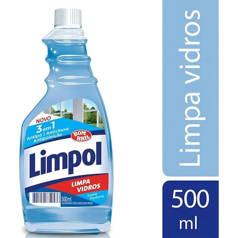 10x Refil Limpa Vidros Limpol 500ml