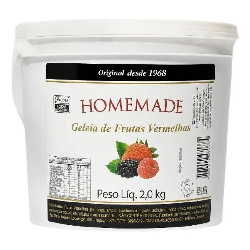 10x Geléia Frutas Vermelhas Homemade Balde 2kg Food Service