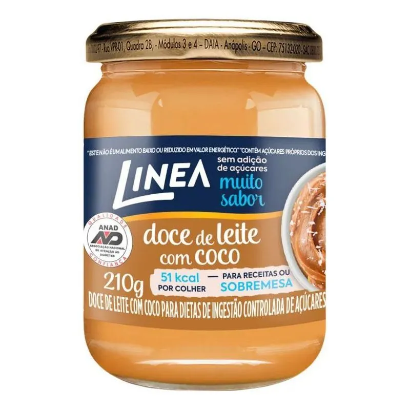 10x Doce De Leite Com Coco Diet Linea Sucralose Vidro 210g